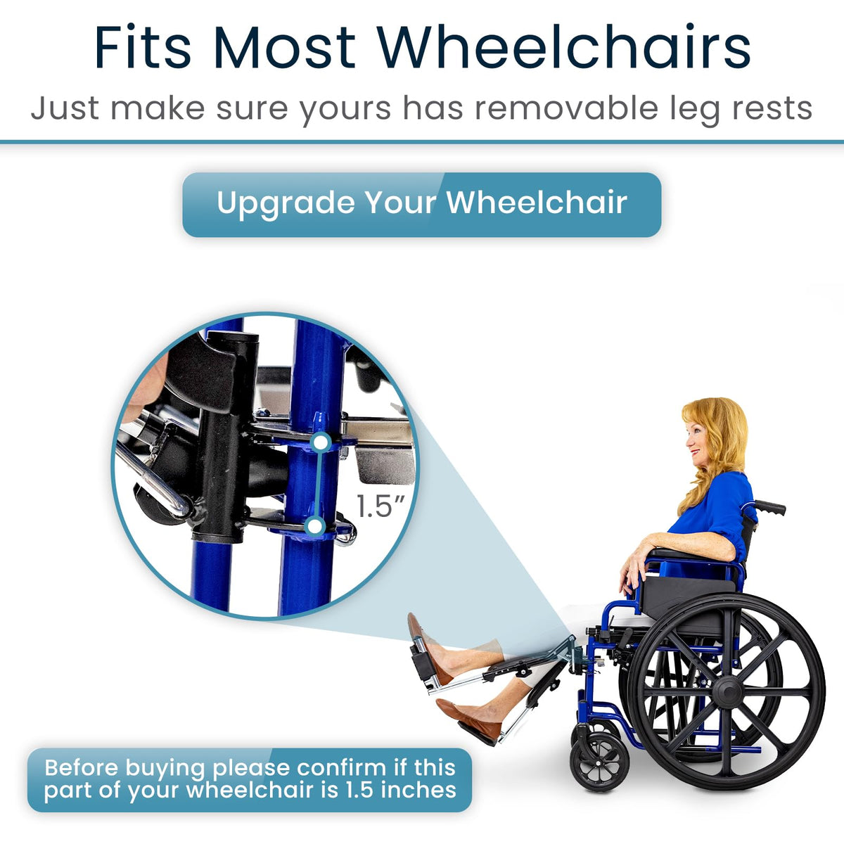Elevating Wheelchair Footrests with Padded Calf Pads (2 Pack) K56954