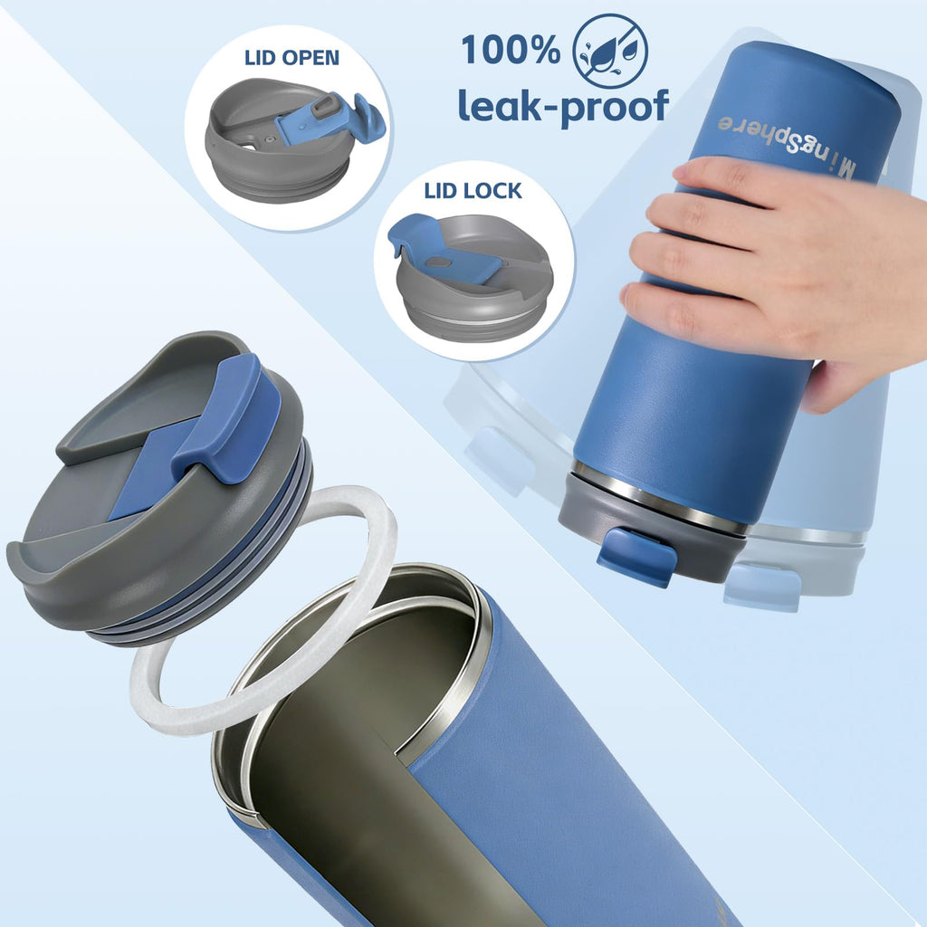 16oz Insulated Stainless Steel Coffee Cup with Flip Lid, Blue V662