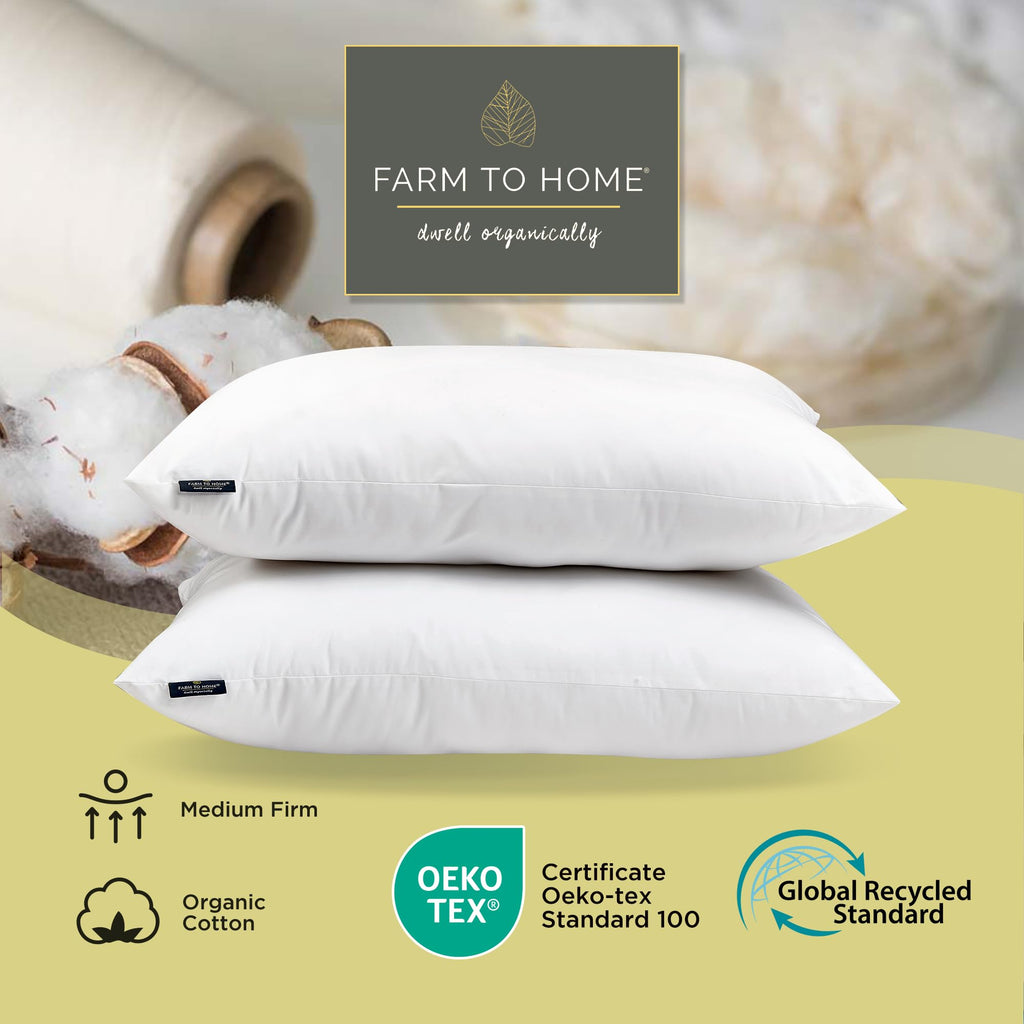 100% Organic Cotton Cover King Size Bed Pillows Set of 2 Y417379