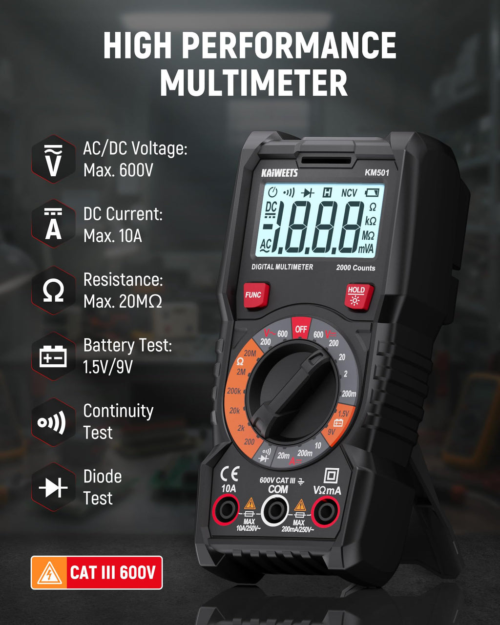 Digital Multimeter Non-Contact Voltage Tester GFCI Outlet Tester Kit R61280