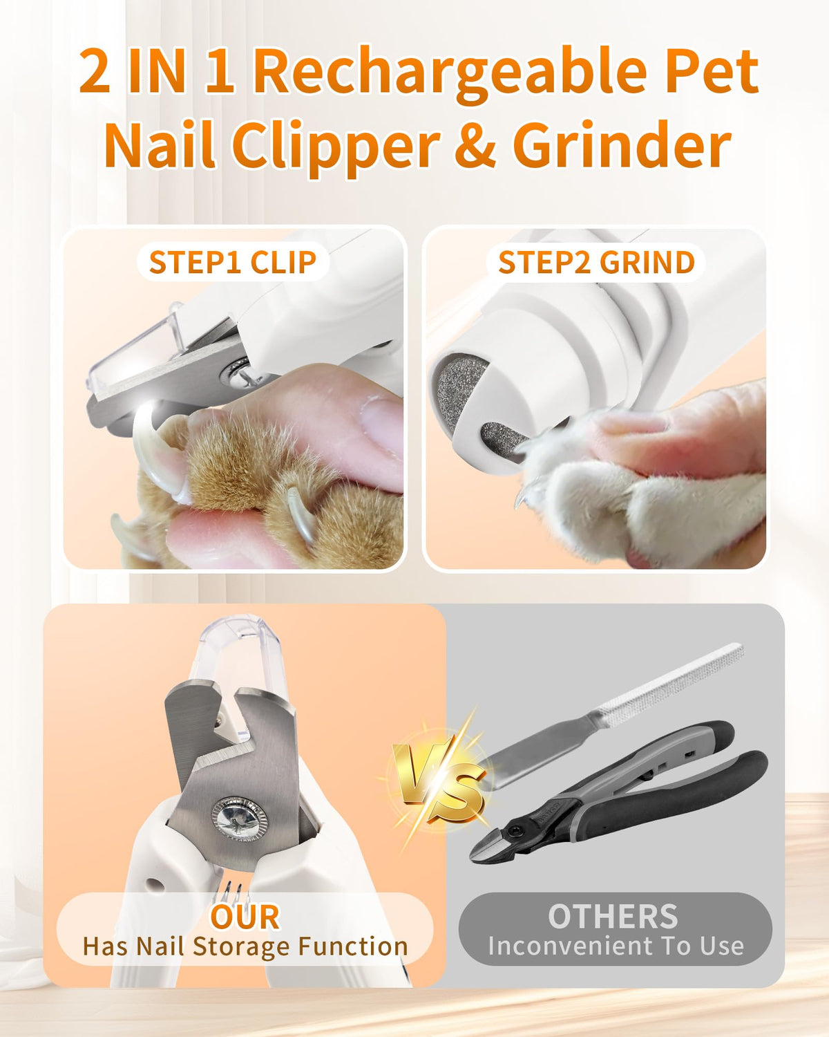 2-in-1 Dog & Cat Nail Clippers & Grinder with LED Light L938646