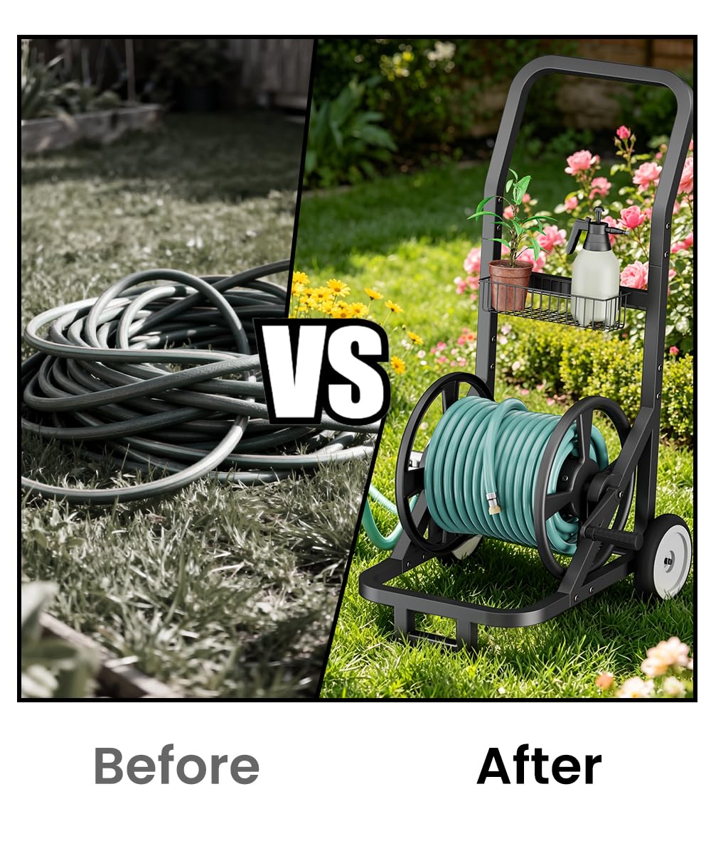 Garden Hose Reel Cart with Wheels M728