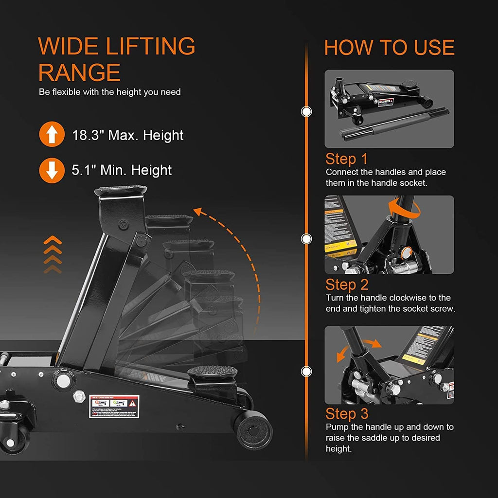 3 Ton Hydraulic Heavy Duty Steel Floor Jack A10149