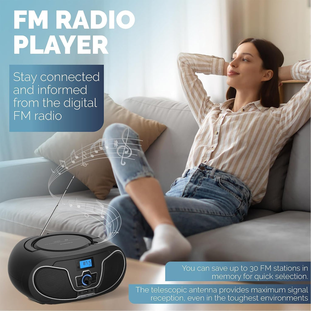 Portable Bluetooth CD Player Boombox with FM Radio I8827