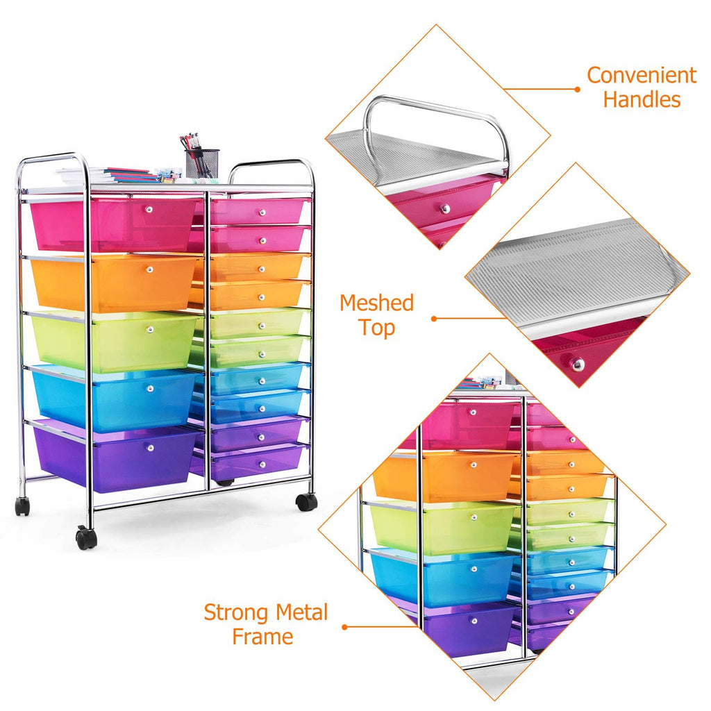 15 Drawer Rolling Storage Cart with Wheels B99954