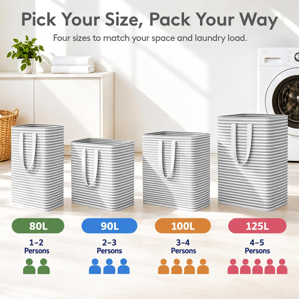 80L 2 Pack Grey Laundry Baskets Z478753