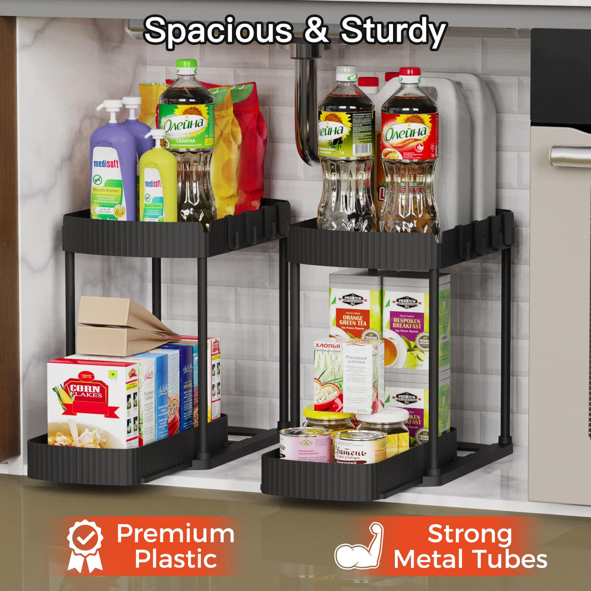 2 Packs Under Sink Pull-Out Storage Organizers C7657