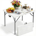 34" Folding Card Table Heavy Duty Plastic Square Table with Handle and Lock B11663