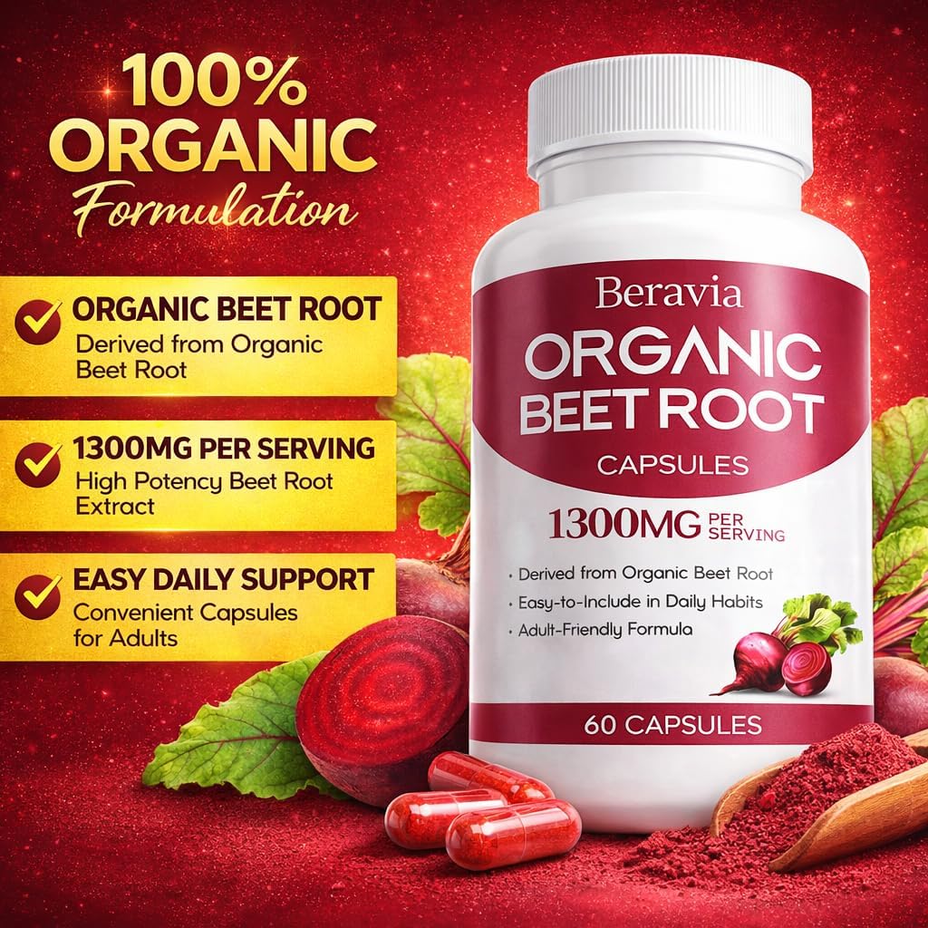 Organic Beet Root Capsules, 1300mg - 60 Capsules S852