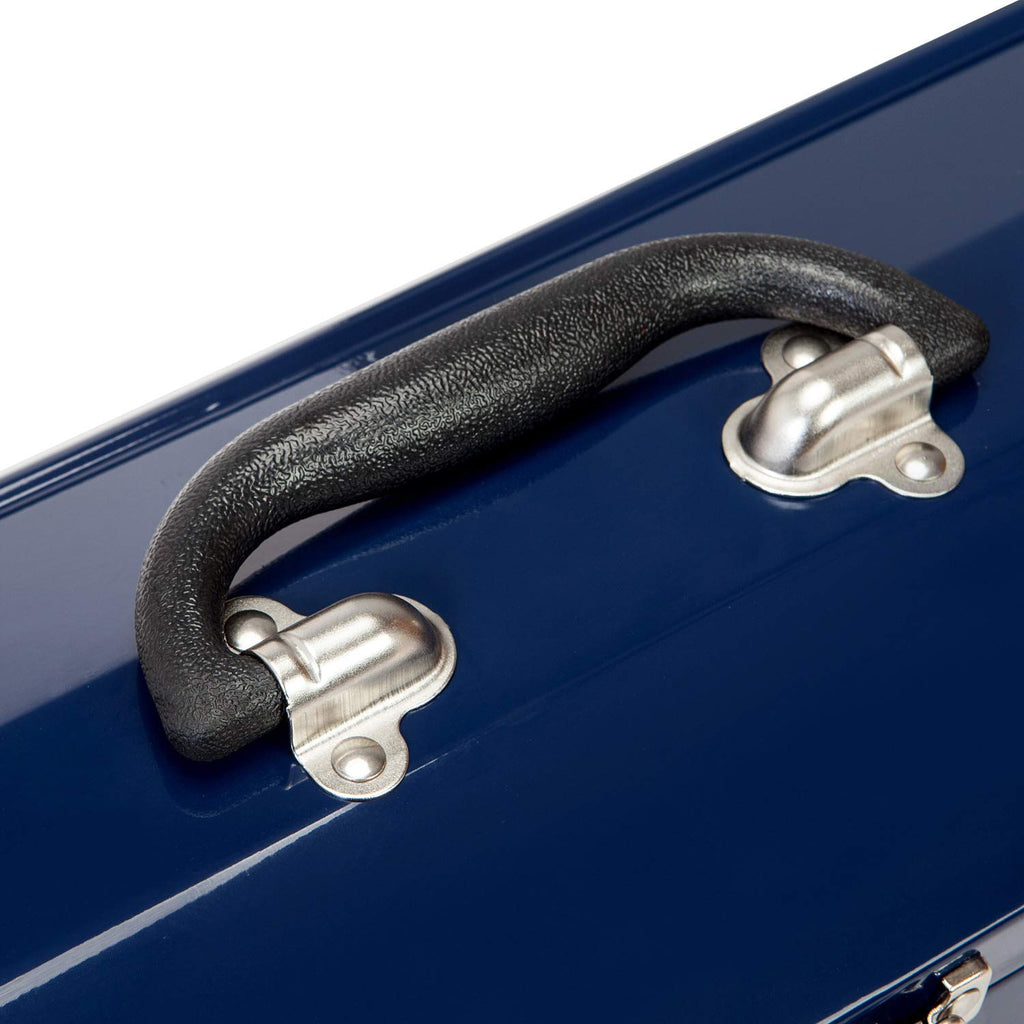 16" Portable Steel Tool Box with Metal Latch Closure, Blue Y257005