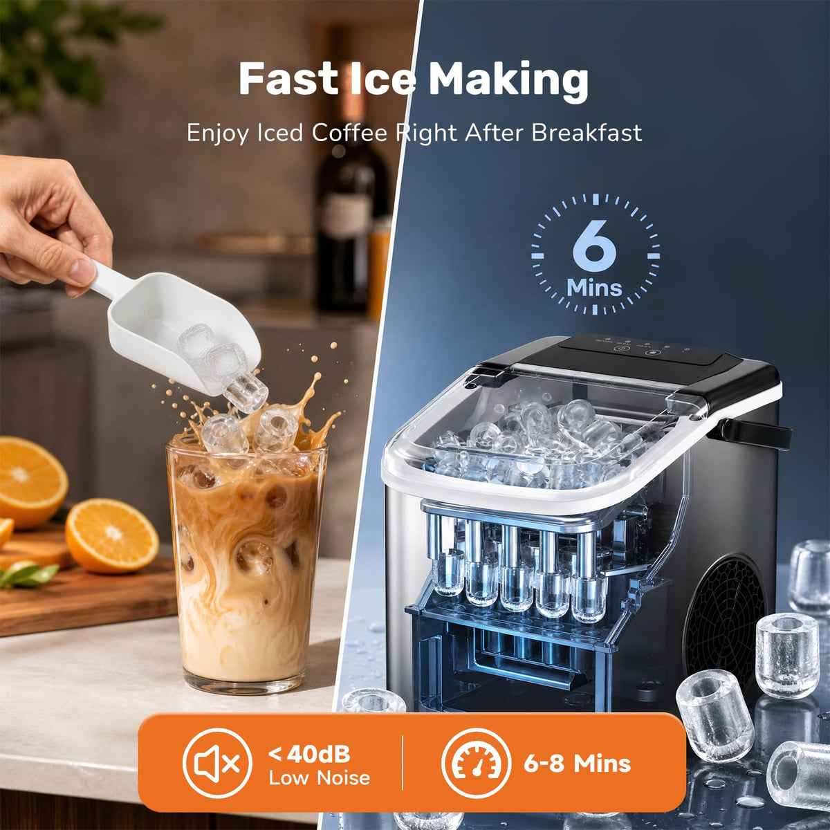 Portable Countertop Ice Maker with Scoop and Basket L85368