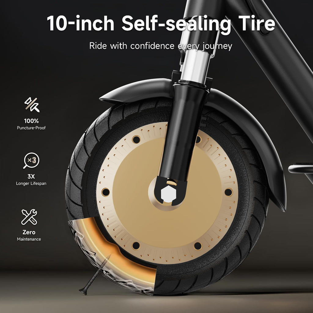 Electric Scooter with Solid Tires, Dual Suspension, Folding G918