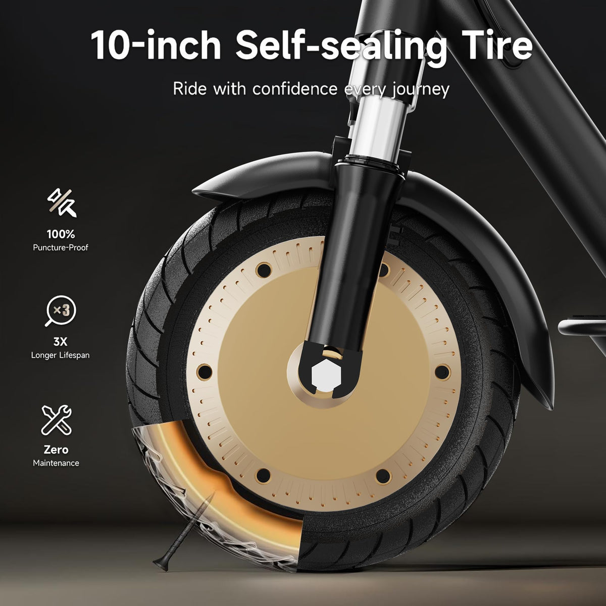 Electric Scooter with Solid Tires, Dual Suspension, Folding G918