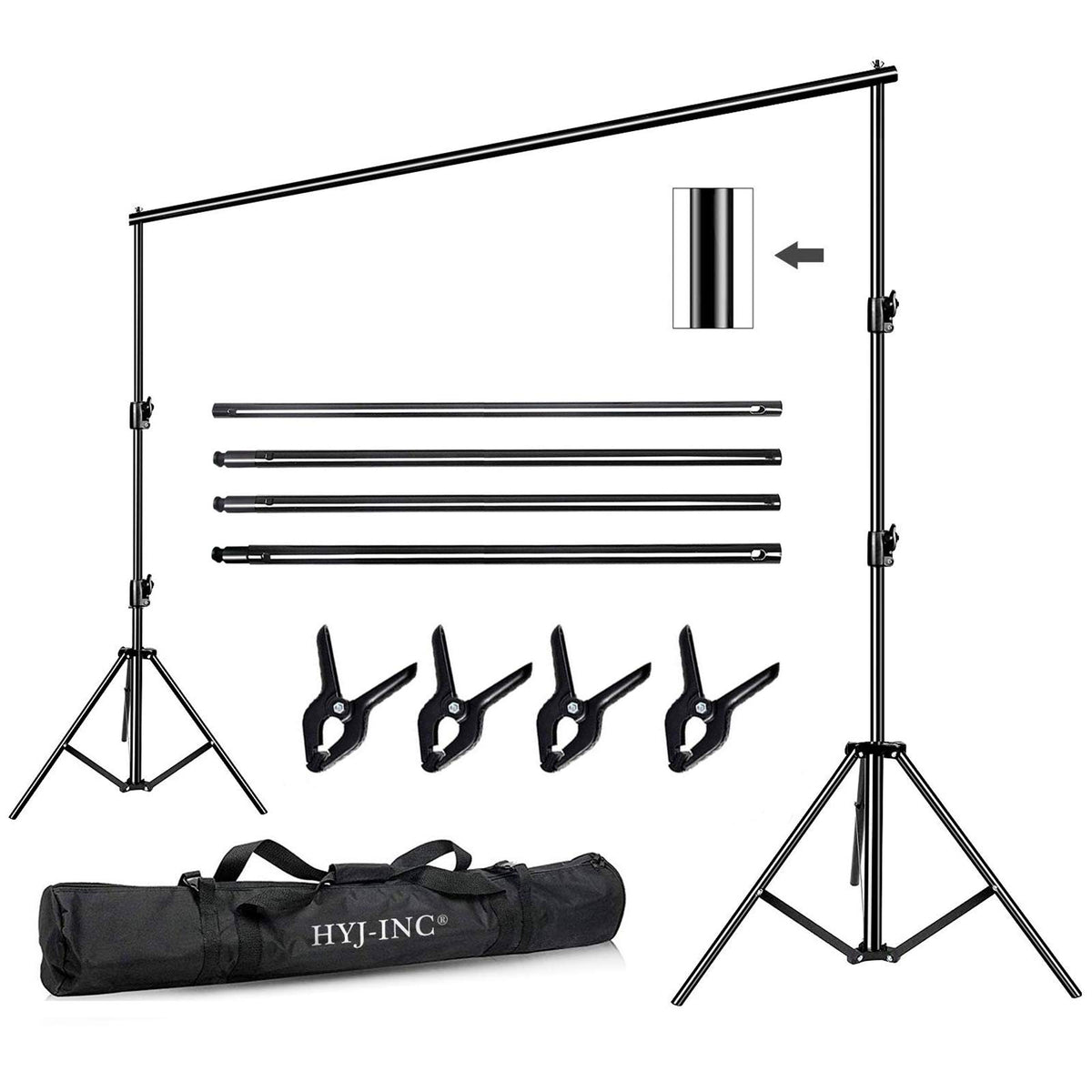 12ft x 10ft Adjustable Photography Backdrop Stand Kit with Carry Bag M933871