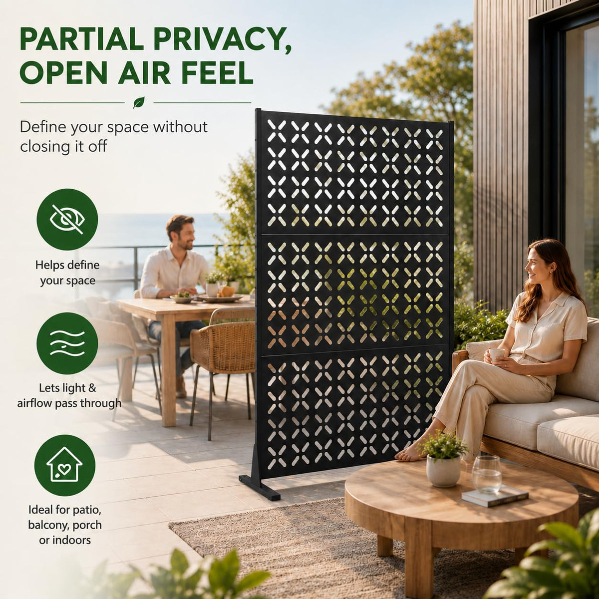 72" Decorative Metal Outdoor Privacy Fence Screen E394