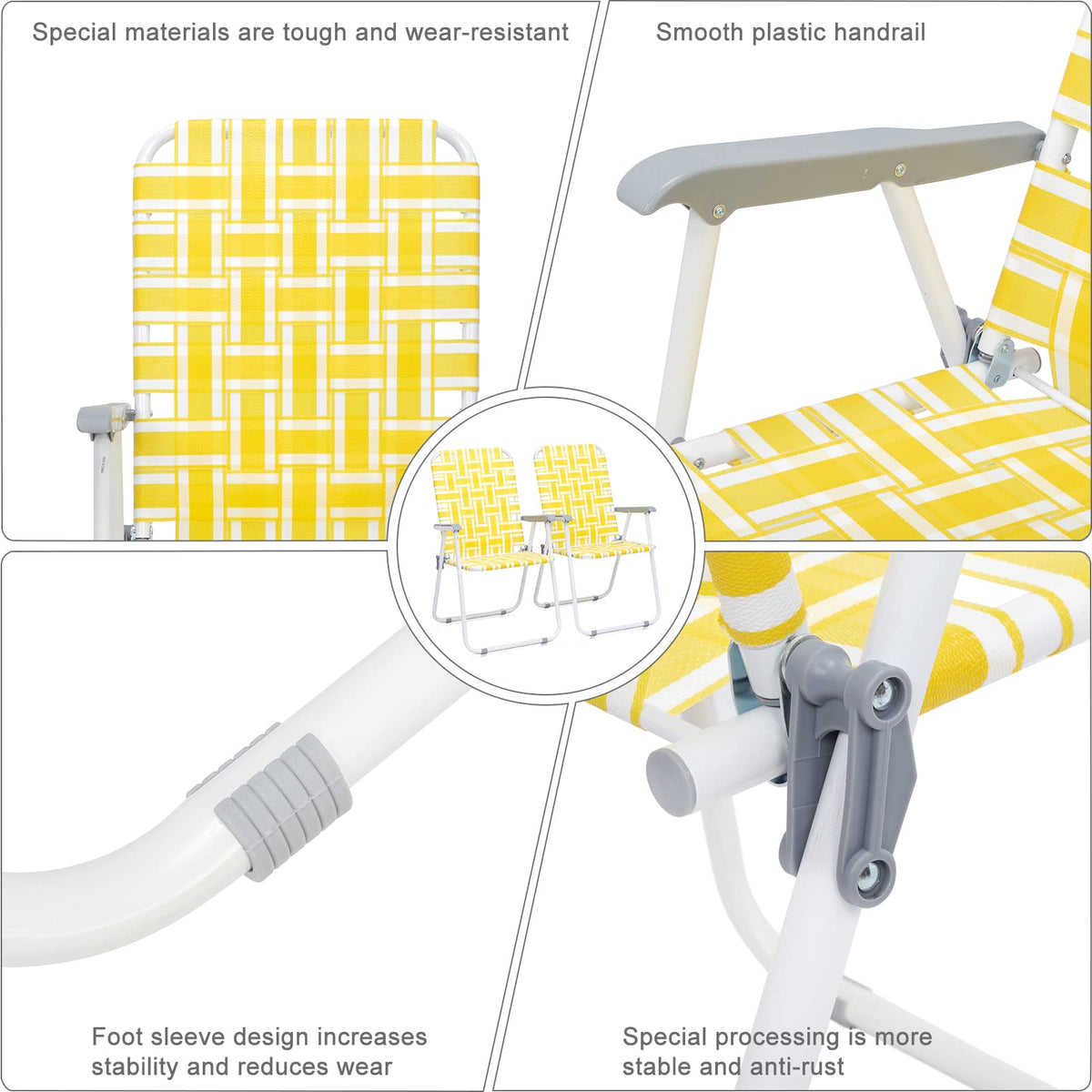 Yellow Striped Webbed Lawn Chairs Set of 2 K95854