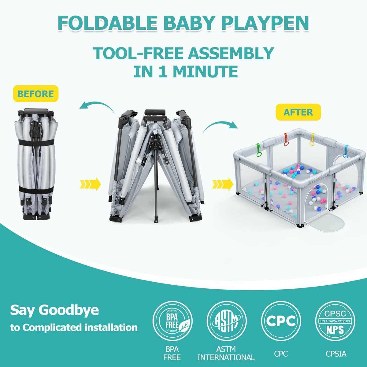 Foldable Baby Playpen 50×50 J404234