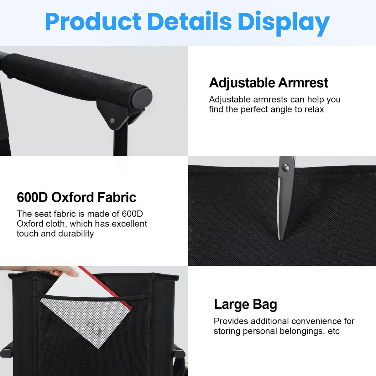 2 Pcs Folding Stadium Seats with Back Support & Cushion Q1683