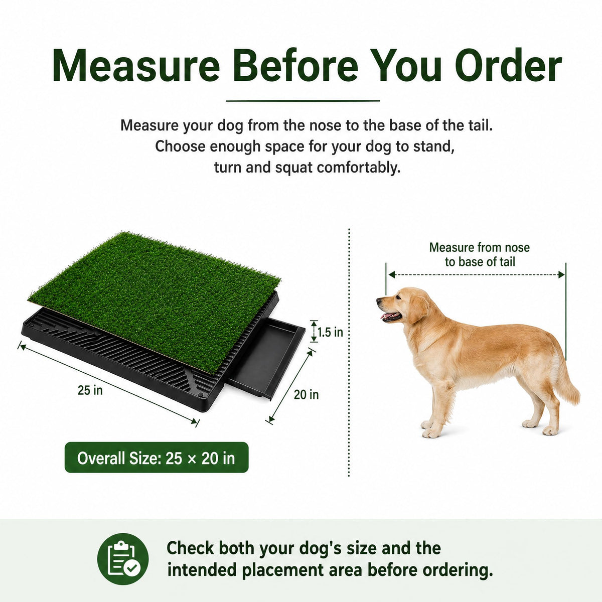 25 x 20 in Dog Grass Pad with Tray X6429