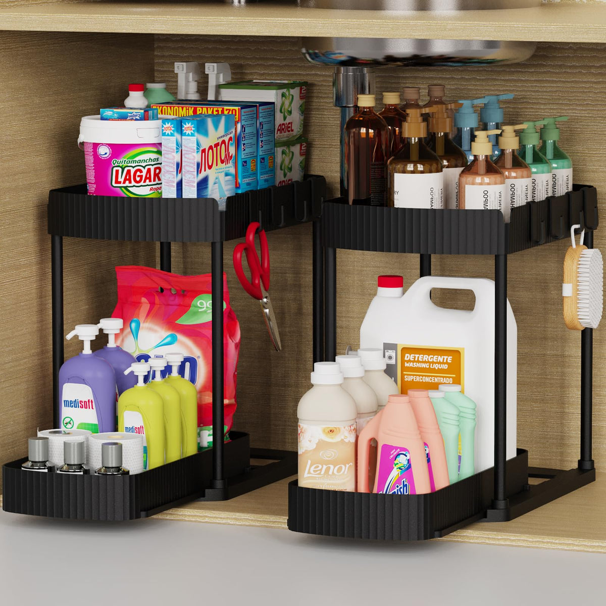 2 Packs Under Sink Pull-Out Storage Organizers C7657