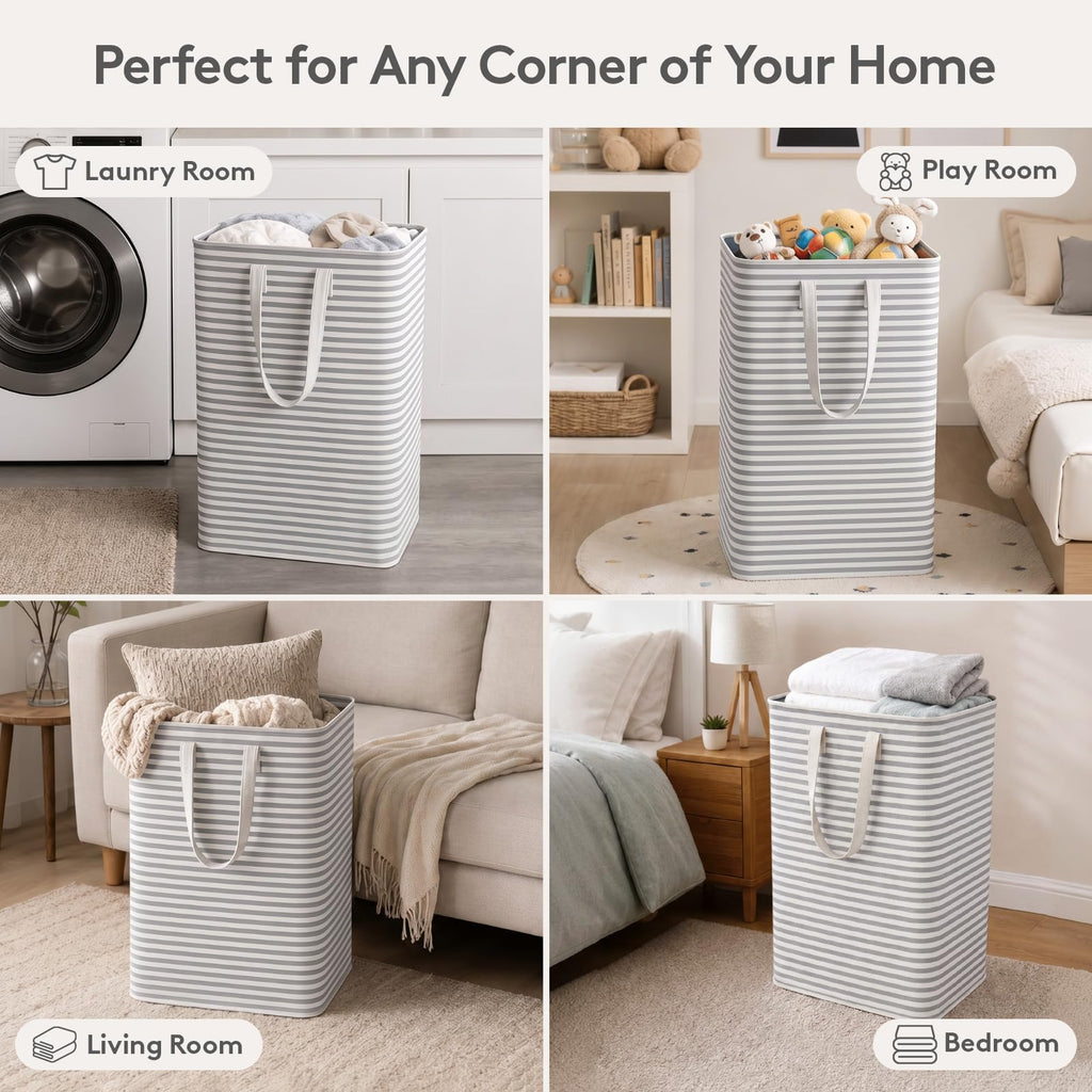 80L 2 Pack Grey Laundry Baskets Z478753