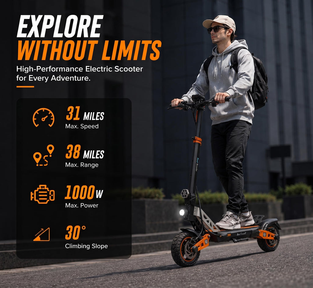Electric Scooter 1000W Motor 31 MPH 38 Miles Range O2113