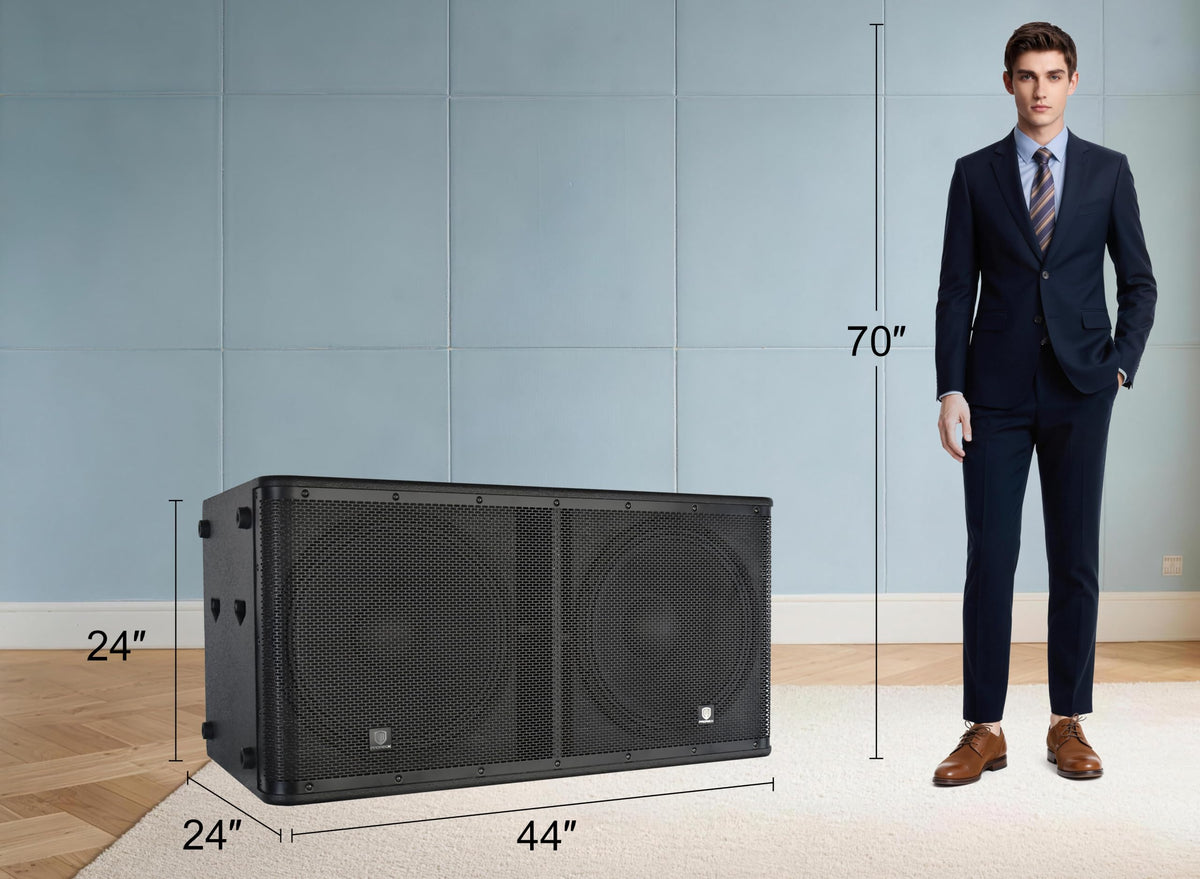 Active Powered PA DJ Subwoofer Cabinet Dual 18 inch 5000W with Class-D Amplifier, Black G88888
