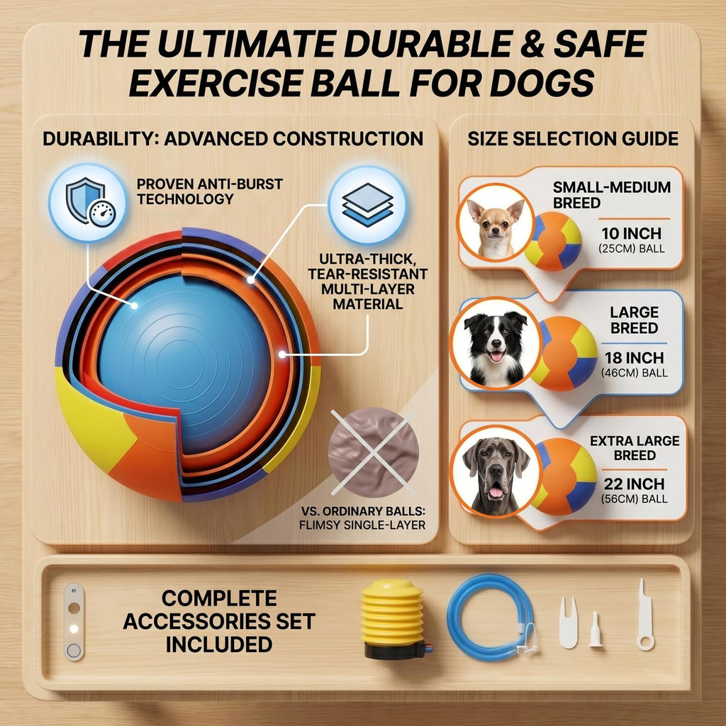 Inflatable Dog Ball with Handle Cover & Pump 18in L353923