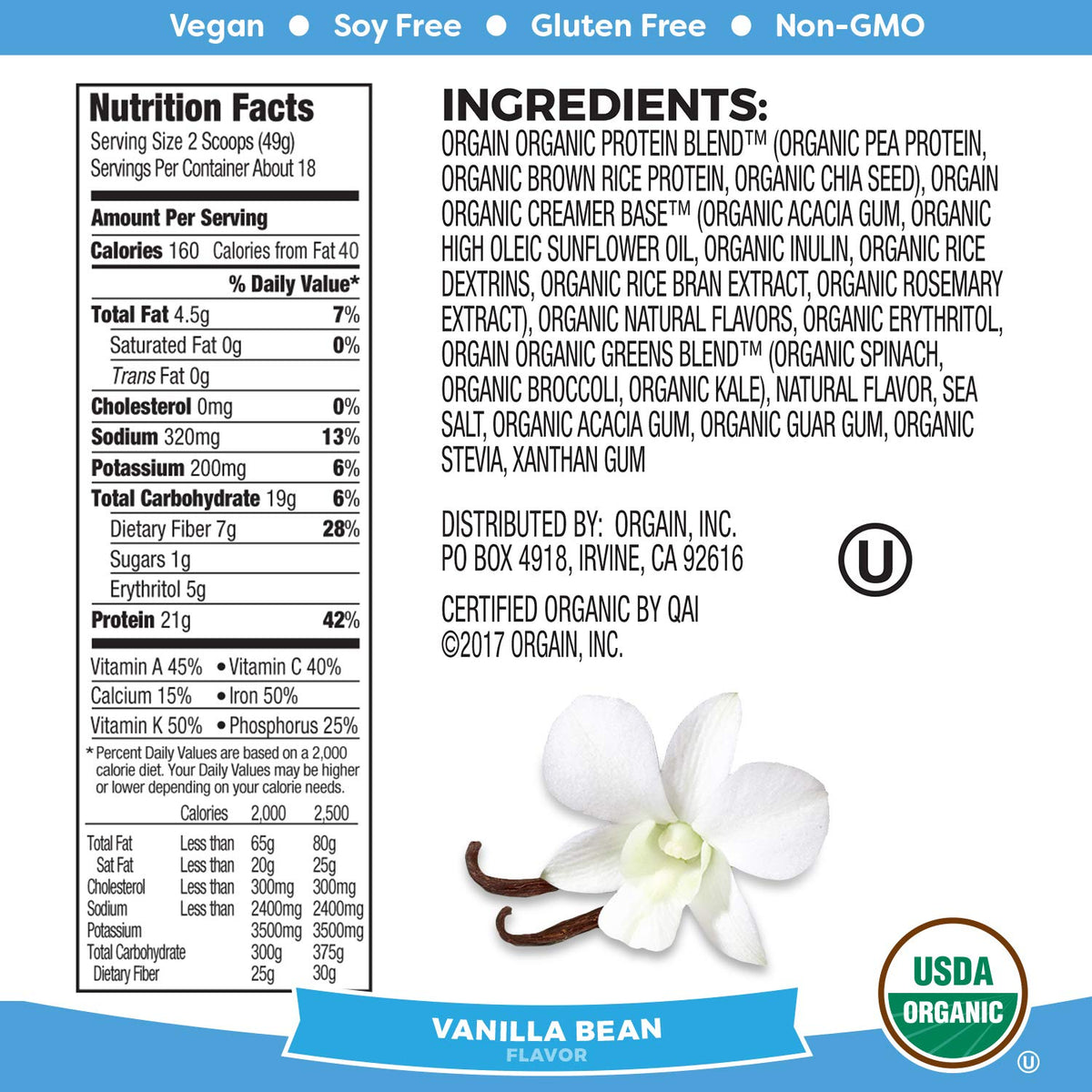 Organic Vegan Protein Powder + Greens Vanilla Bean P835327