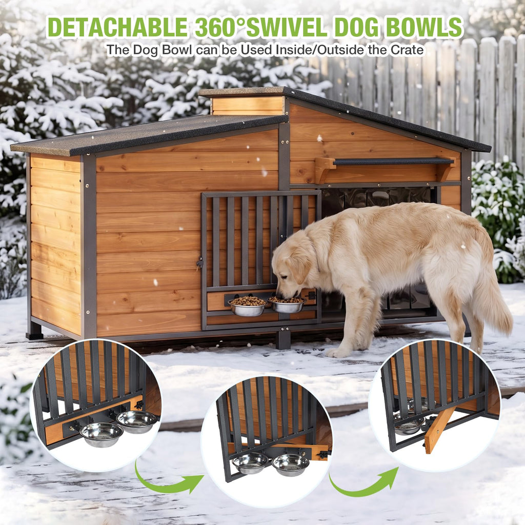 Extra Large Heated Insulated Weatherproof Dog Kennel with Heating Pad V43523