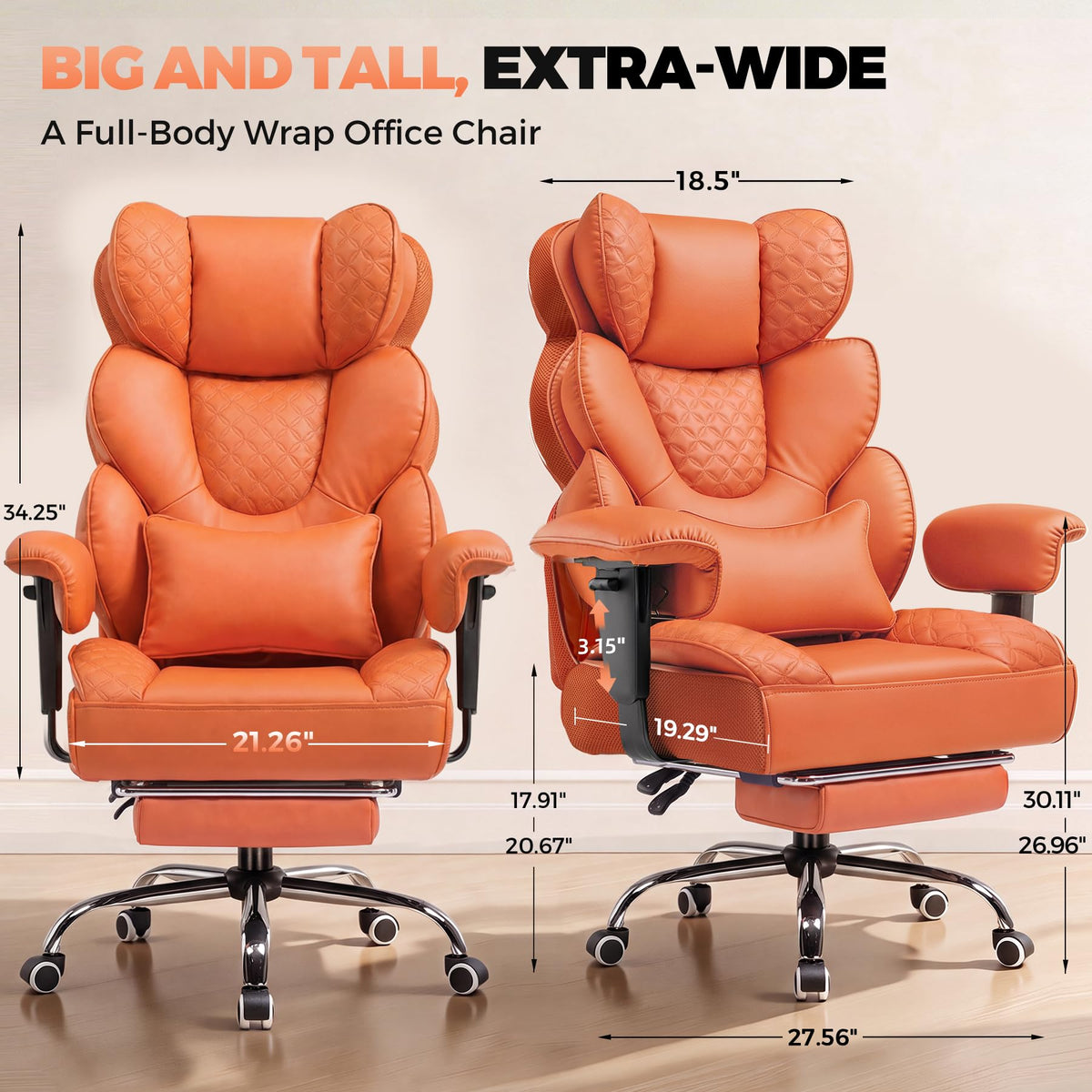 Big and Tall High Back Executive Chair with Footrest Q8576