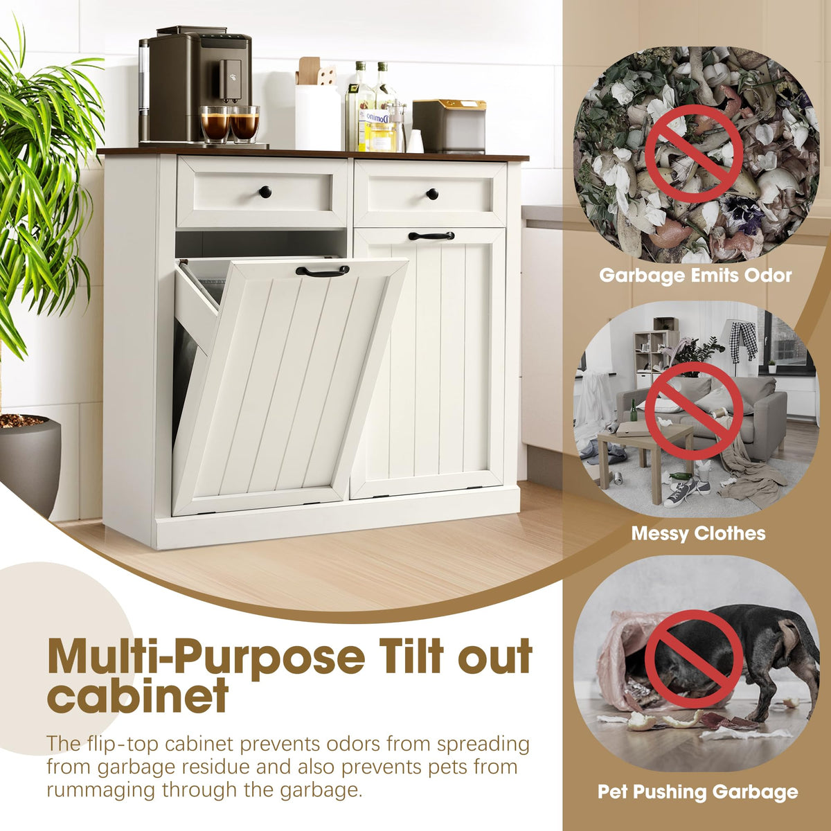 Double Laundry Hamper Cabinet with 2 Drawer X79559