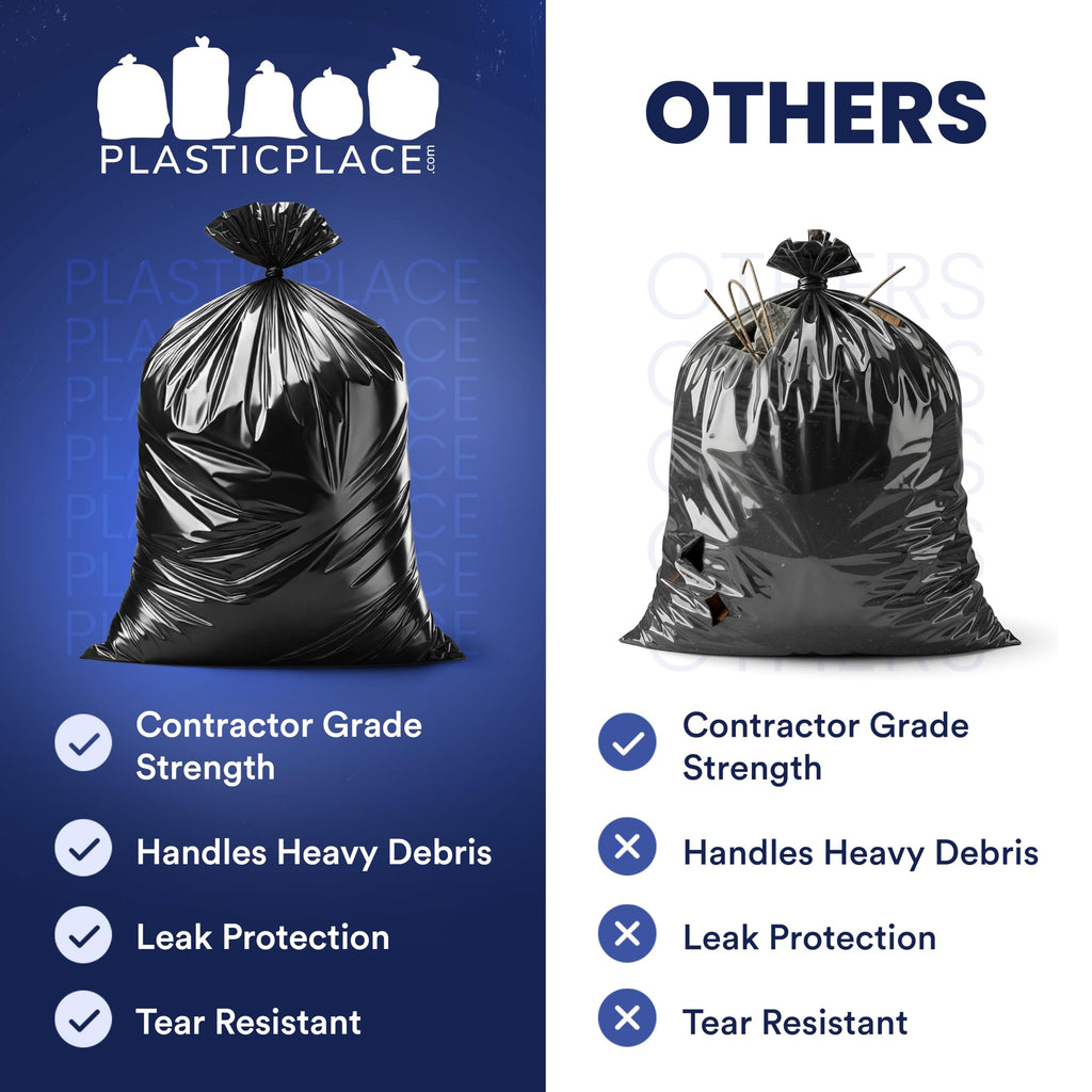 Black Heavy Duty 40-45 Gallon Trash Bags 3.0 Mil 50 Count Q521