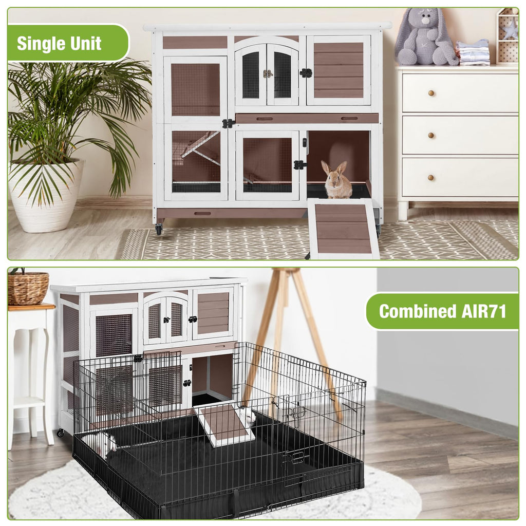 Two-Story Rabbit Hutch with Wheels M68015