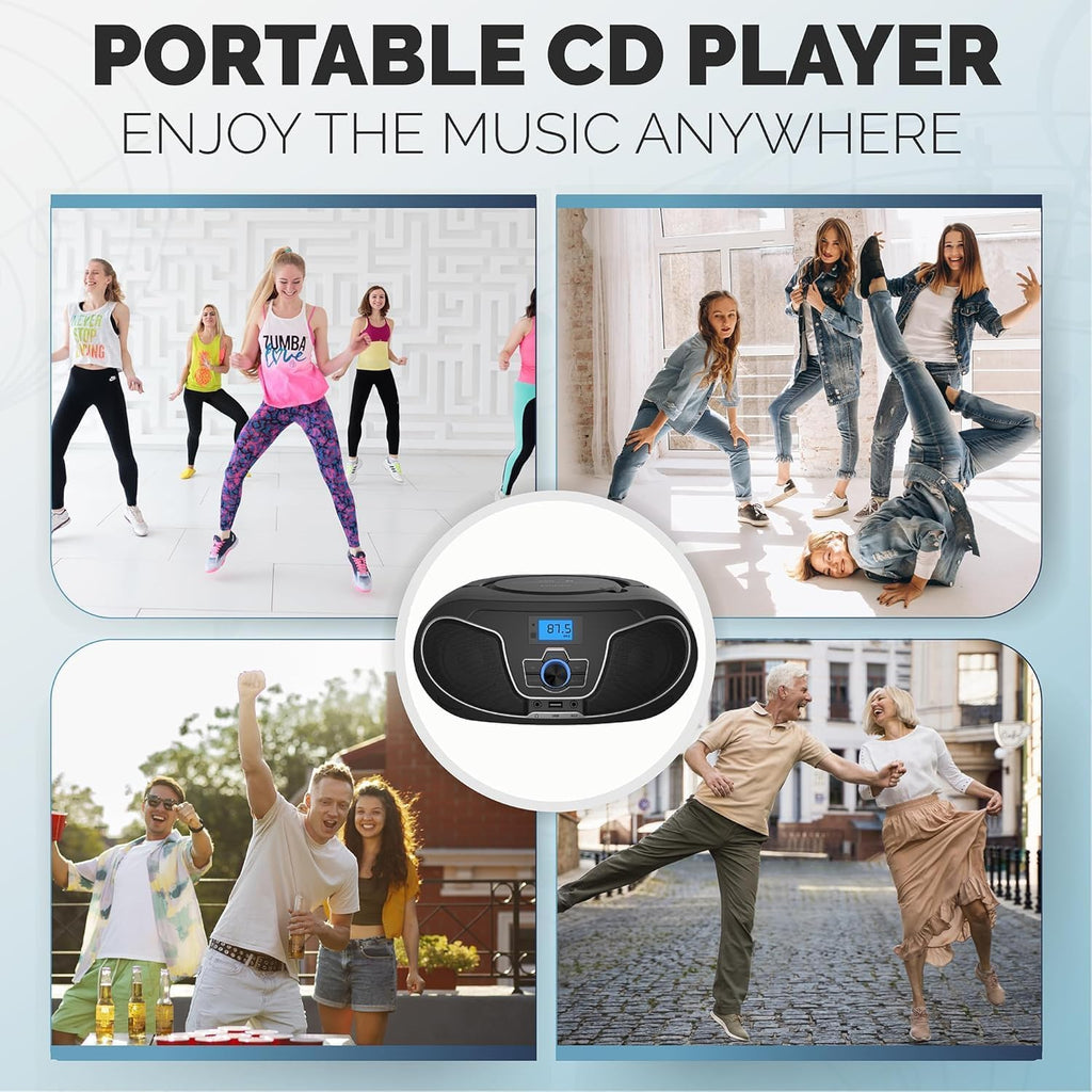 Portable Bluetooth CD Player Boombox with FM Radio I8827