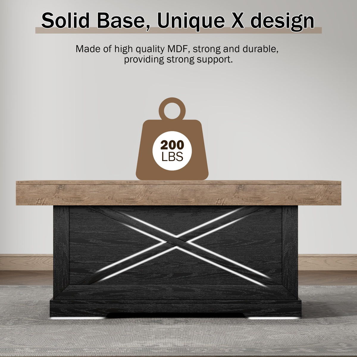 39 in Rustic Coffee Table with X-Design C13810