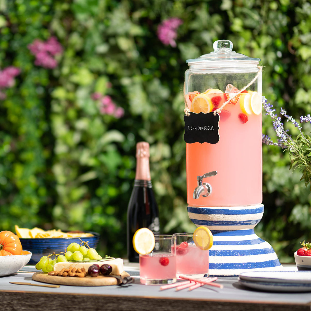 2 Gallon Glass Beverage Dispenser with Stainless Steel Spigot F13879
