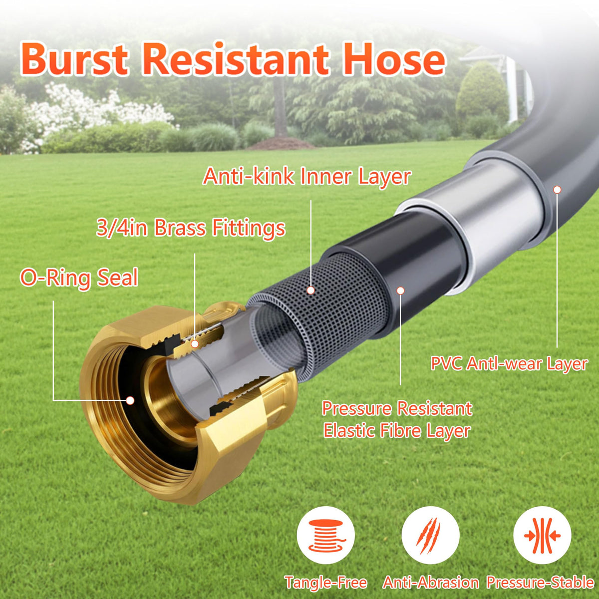 Retractable Garden Hose Reel, 5/8 in x100 ft Heavy Duty Wall Mount W976680