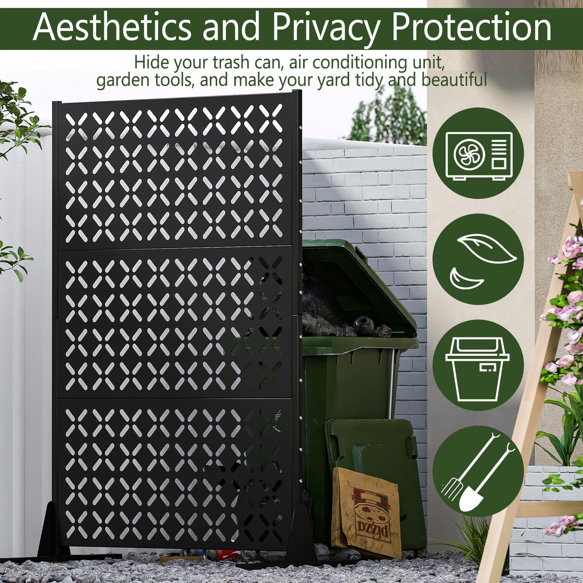 72" Decorative Metal Outdoor Privacy Fence Screen E394