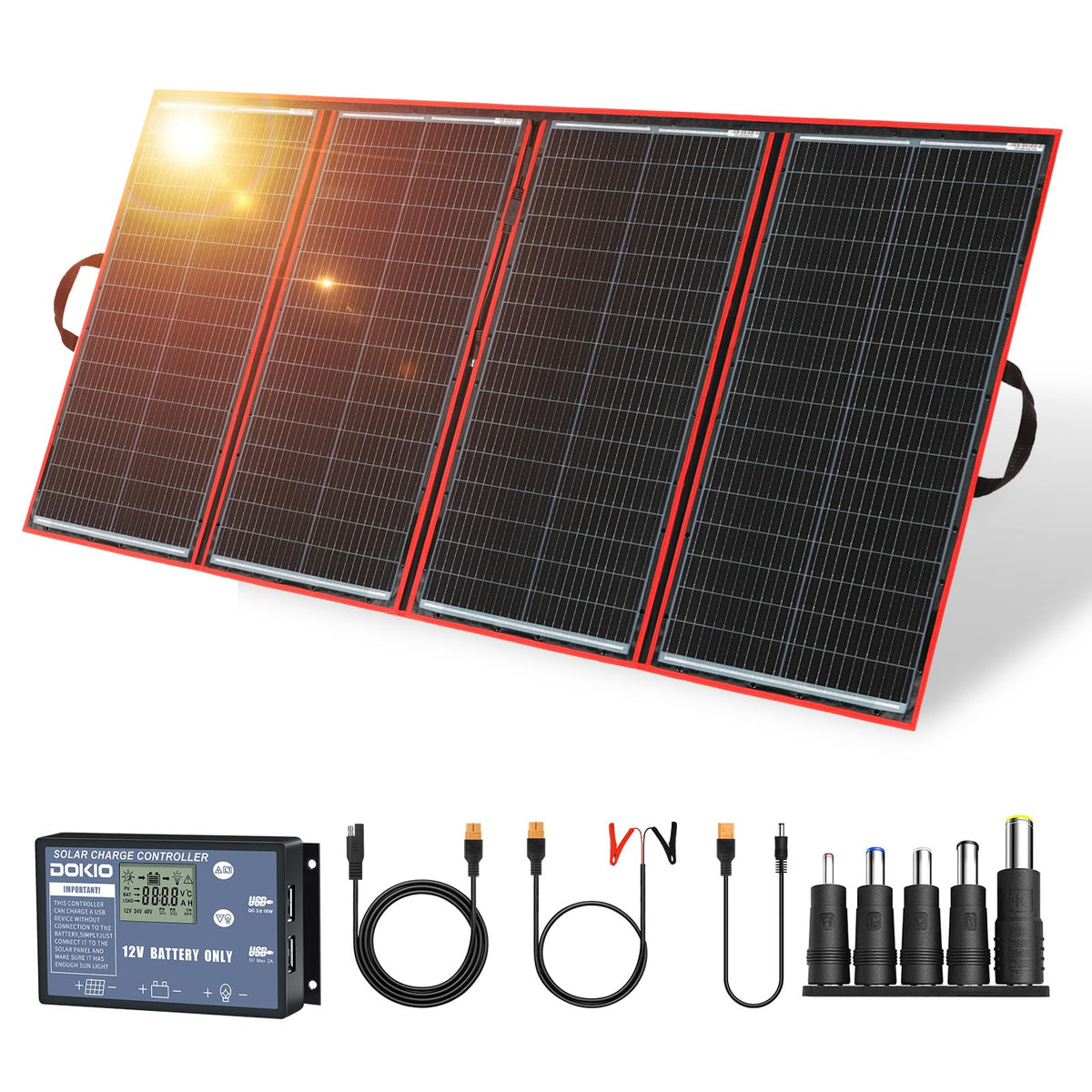 300W Foldable Solar Panel Kit with PWM Controller and USB Ports F68326