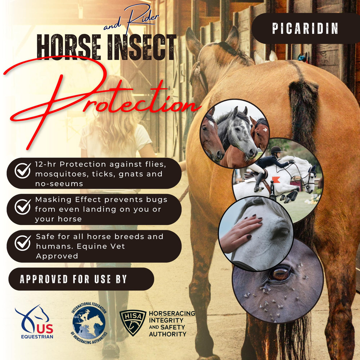 Picaridin 10oz Continuous Spray 32oz Refill 80ct Wipes Horse Fly Repellent D709