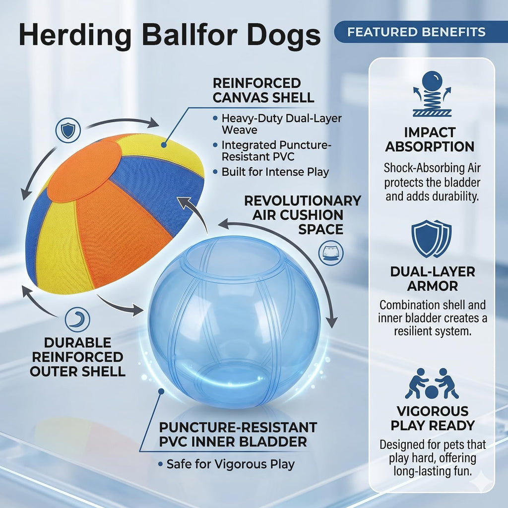 Inflatable Dog Ball with Handle Cover & Pump 18in L353923