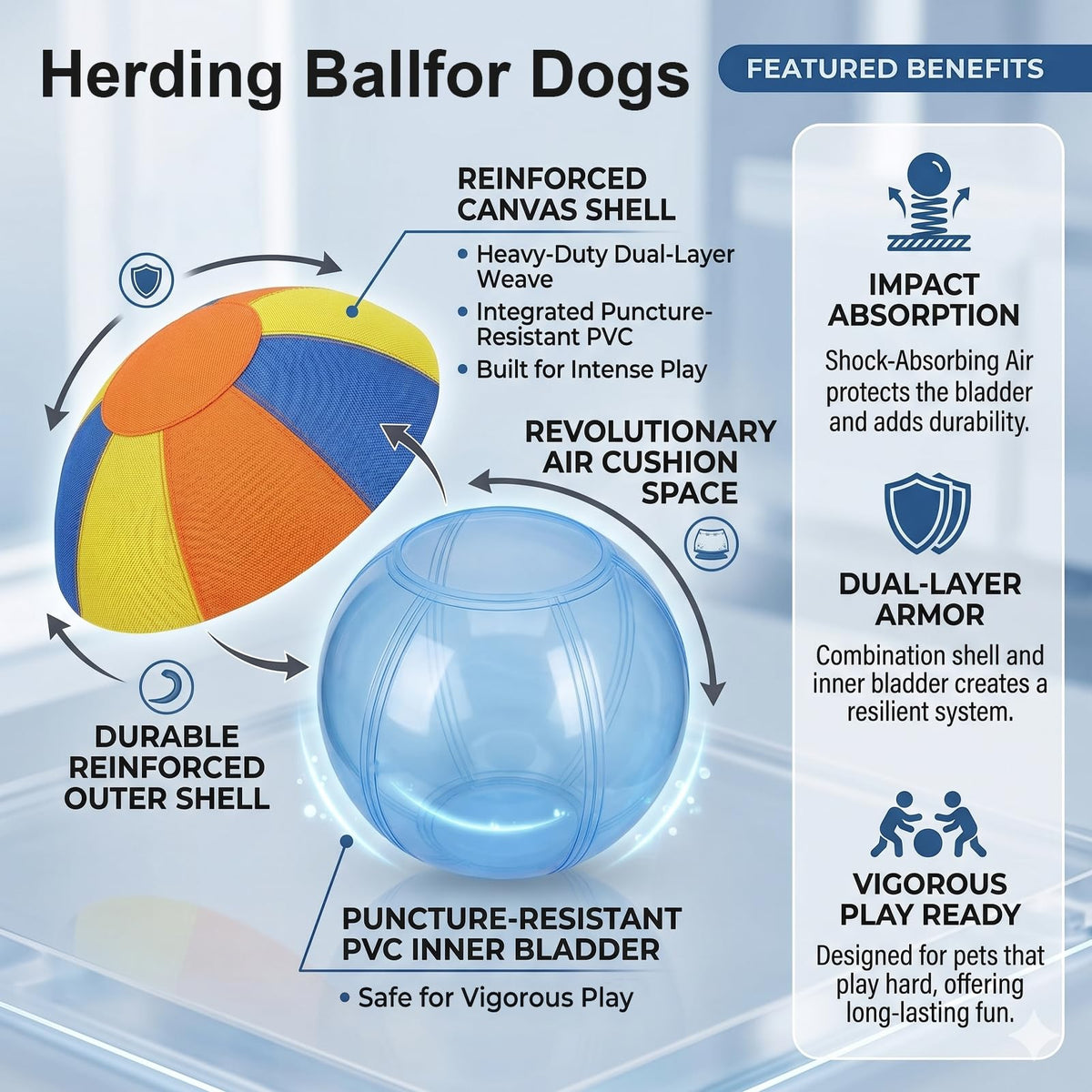 Inflatable Dog Ball with Handle Cover & Pump 18in L353923