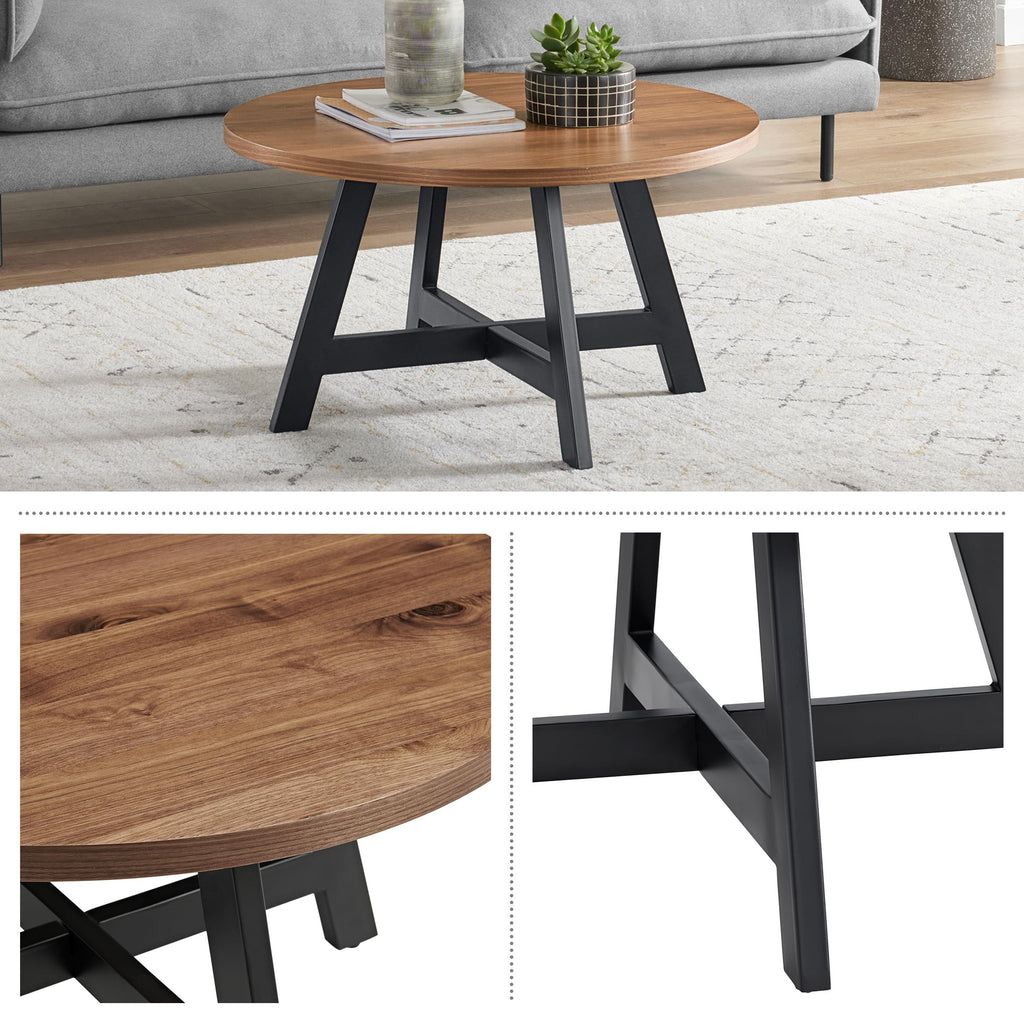 Round Wood Top Metal Base Coffee Table G7097
