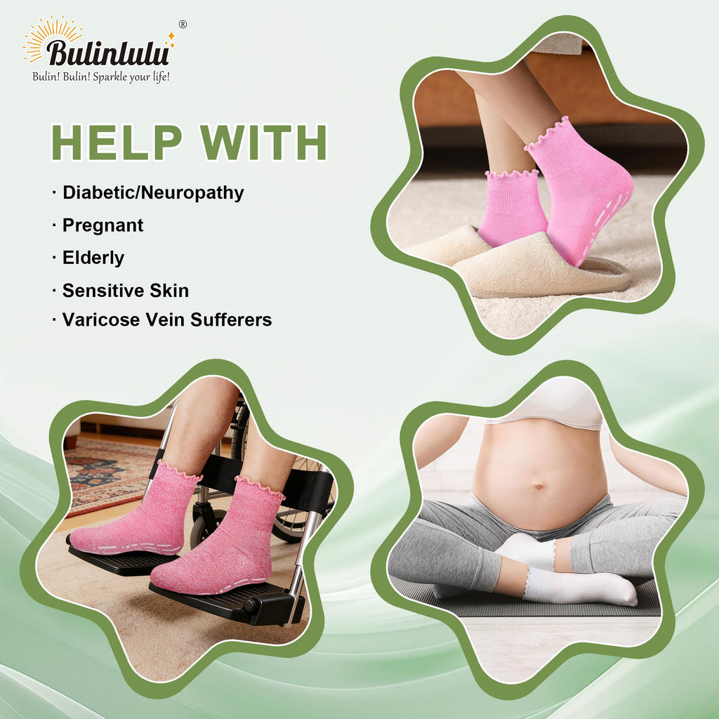 Non Slip Diabetic Socks for Women 6 Pairs Size 9-11 G815
