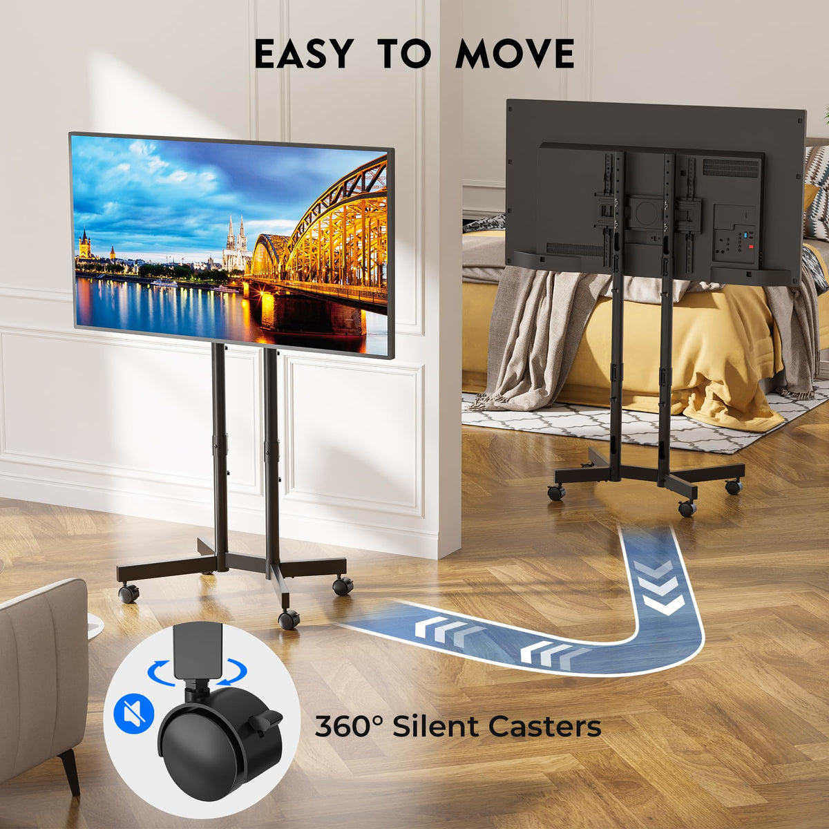Black Rolling TV Stand for 32-75 Inch TVs H528658