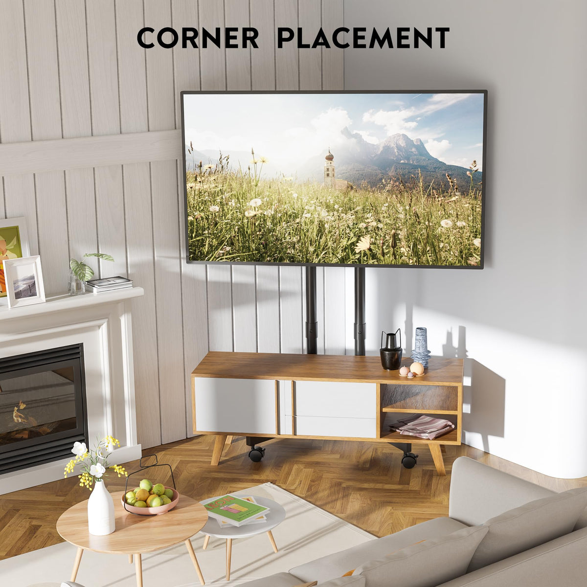 Black Rolling TV Stand for 32-75 Inch TVs H528658
