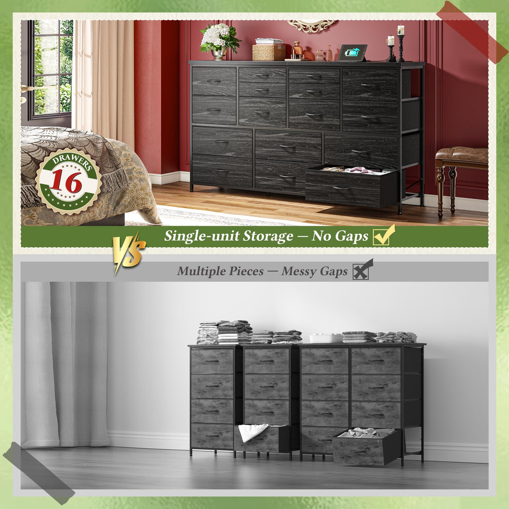 Black Dresser with 16 Fabric Drawers Q402188