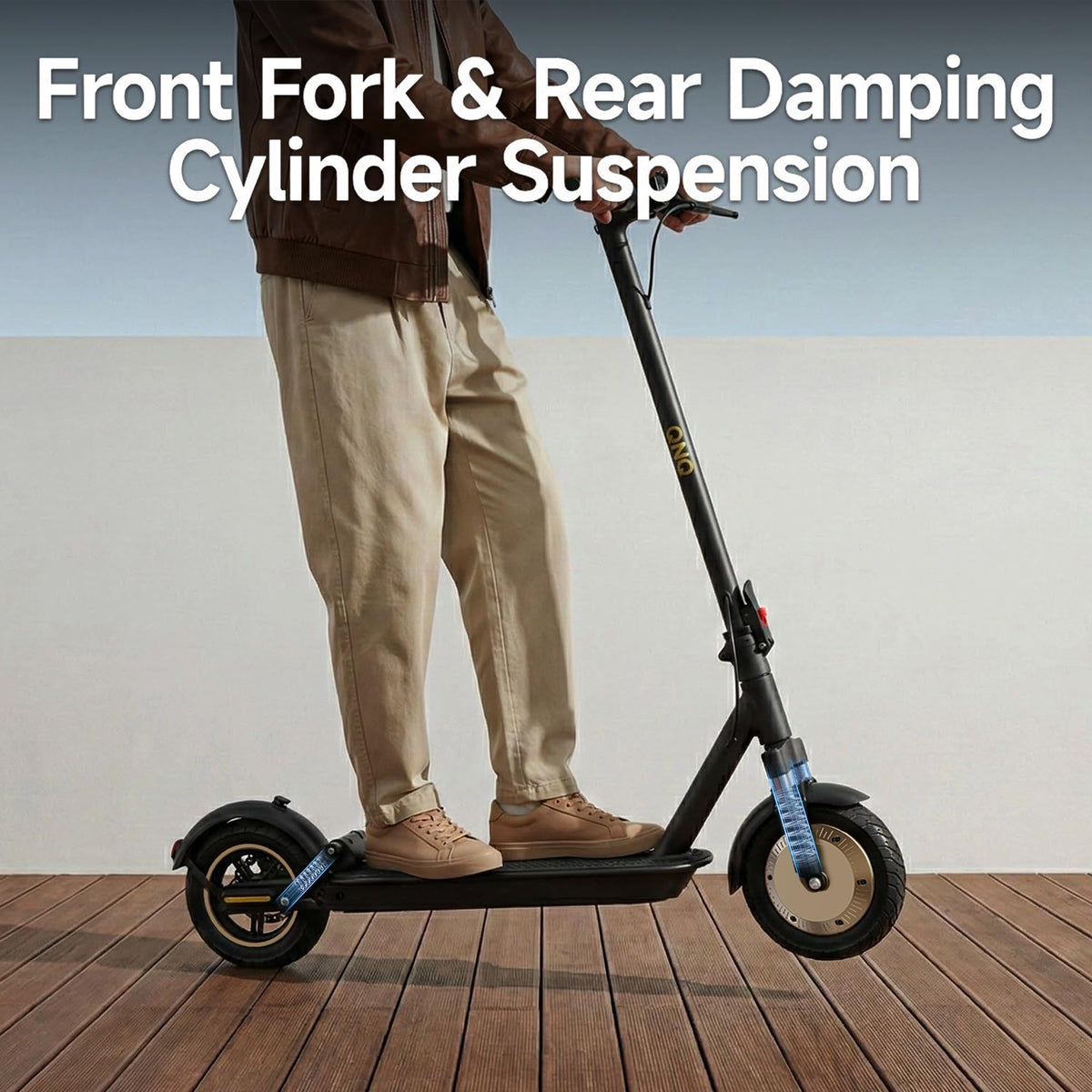 Electric Scooter with Solid Tires, Dual Suspension, Folding G918