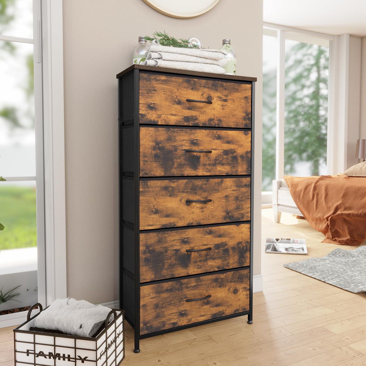 5 Drawer Fabric Dresser W9902